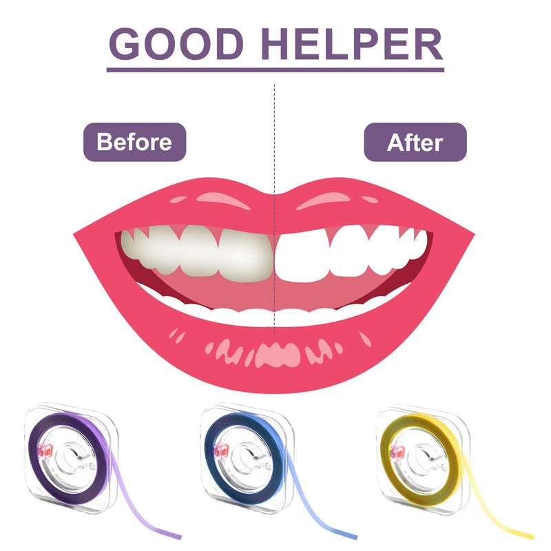[Australia - AusPower] - 3pcs Dental Polishing Strip, Teeth Sanding Grinding Tool Tooth Polish Abrasive Supplies Kit for Chipped Teeth Sandpaper Clean Dental Floss File Finishing Professional & Home Use (Yellow, Blue, Purple) 