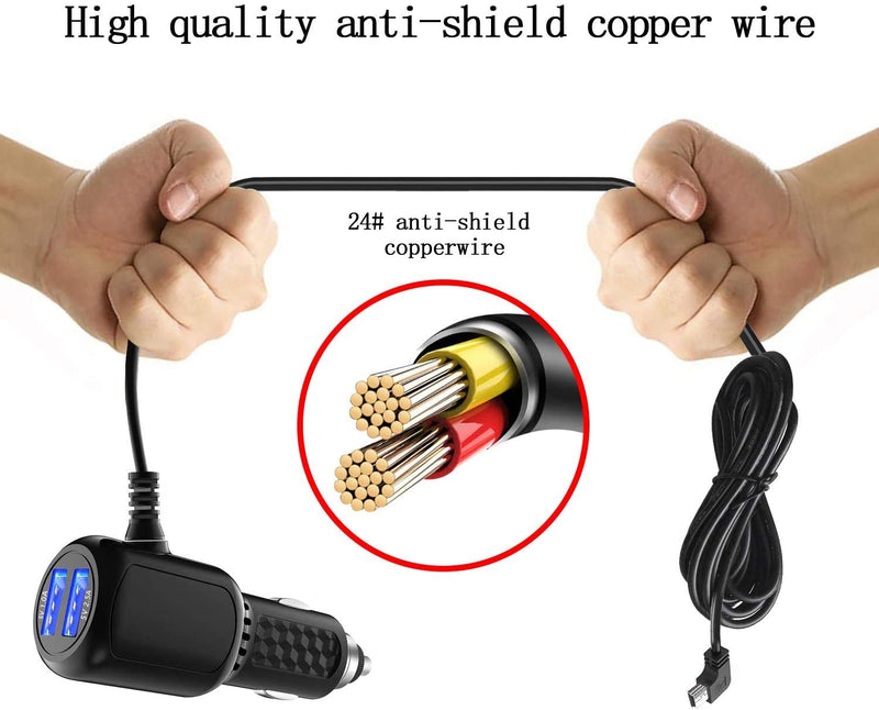 [Australia - AusPower] - Car Charger for Garmin Nuvi, Garmin GPS Charger Cable,Mini USB Power Cord Cable Dual Port USB Vehicle Power Charging Cable Cord for Garmin Nuvi C255 Dashcam 