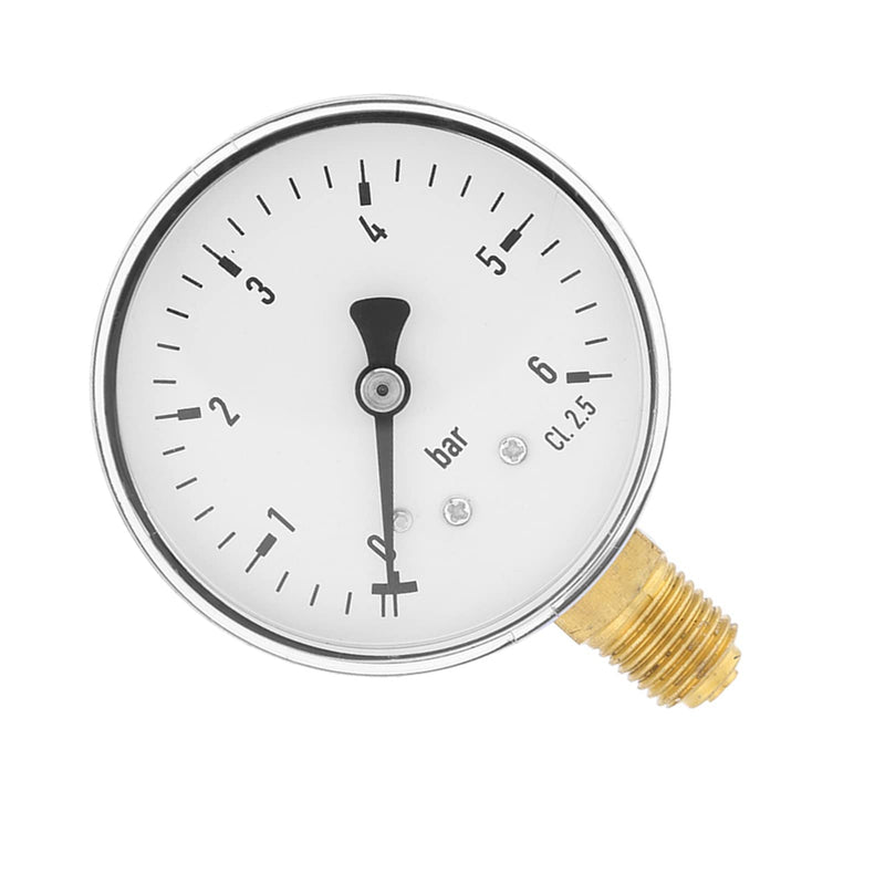[Australia - AusPower] - 60 mm Industrial Pressure Gauge 0-6 Bar Precision Pressure Gauge for Gas Water Oil 1/4 Inch NPT Brass Thread Robust Metal Construction TS-60-6 