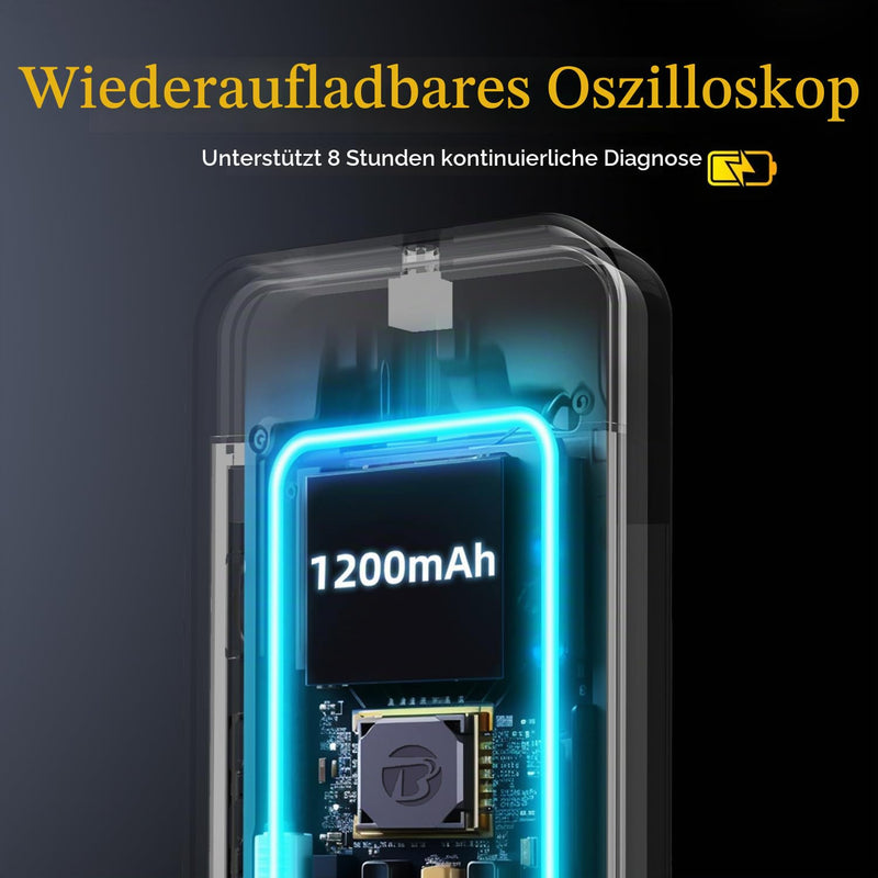 BSIDE OT5 Handheld Digital Oscilloscope Small Mini 50 MHz Bandwidth 200 MSa/s Sampling Portable Oscilloscope Rechargeable Ultra Slim with 3.2 Inch Full View Colour LCD for Car Audio Electronics