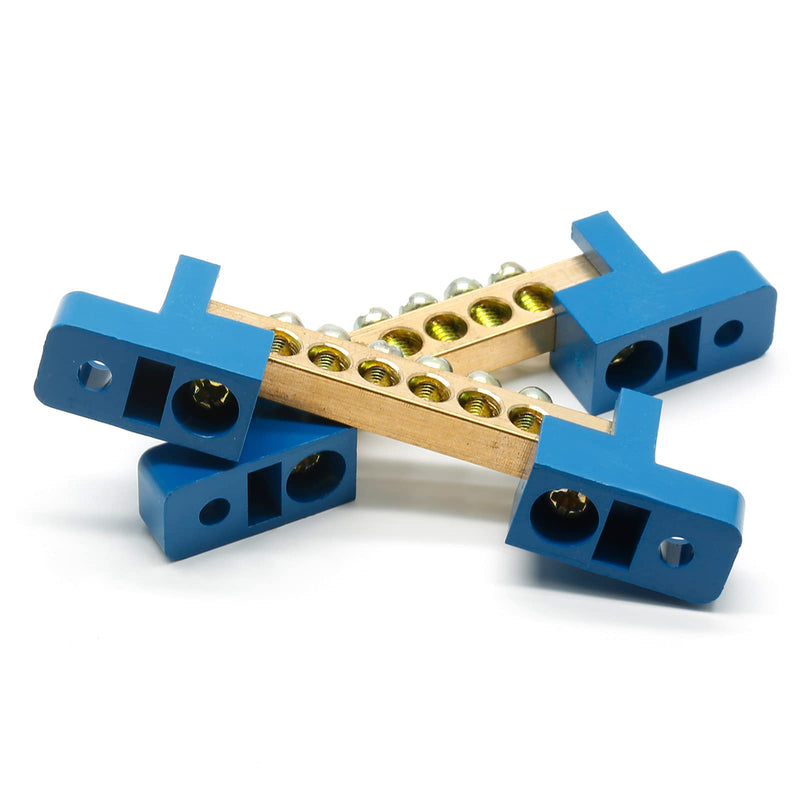 [Australia - AusPower] - 2Pcs Ground Bus Bar Terminal Block, 5 Terminal Positions Wire Screw Terminal Brass Electrical Grounding Bars Block 2 