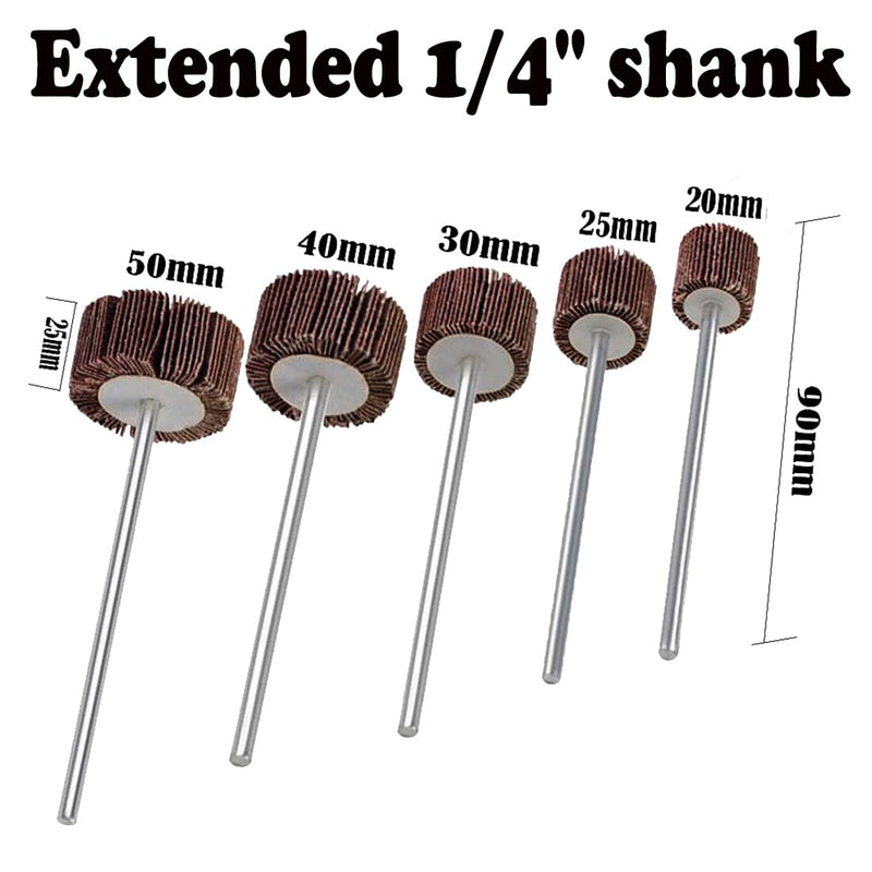 [Australia - AusPower] - 10 Pcs 90mm Extra Long Flap Wheels Sander, Extended 1/4'' Shank Abrasive Flap Wheel for Drill, Grinder, Rotary Tools (20/25/30/40/50mm) 