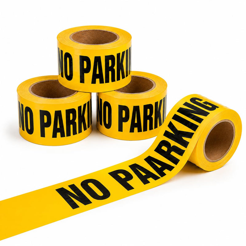Pyle No Parking Caution Tape Yellow, 200 Meter Roll of Non-Adhesive Safety Barricade Warning Tape, Highly Durable & Visible for Indoor/Outdoor Use 12 pc 12-Pack