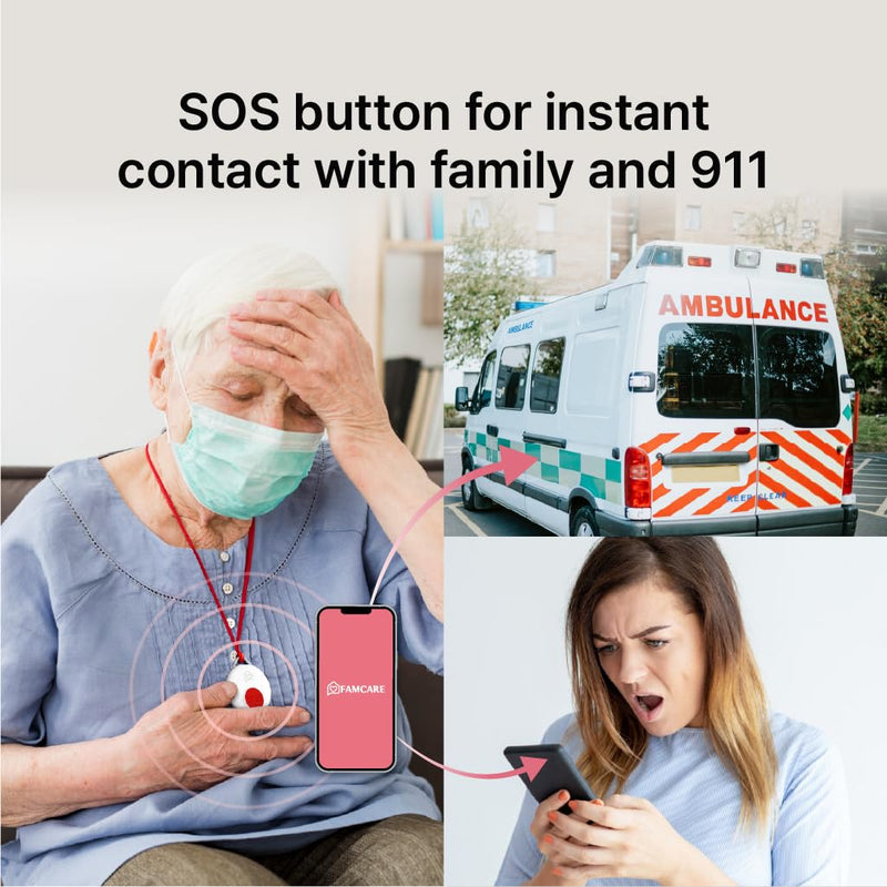 [Australia - AusPower] - SOS Emergency Alert Button for Elderly, Bluetooth Panic Button with App Alert – Lone Worker & Senior Safety Device 