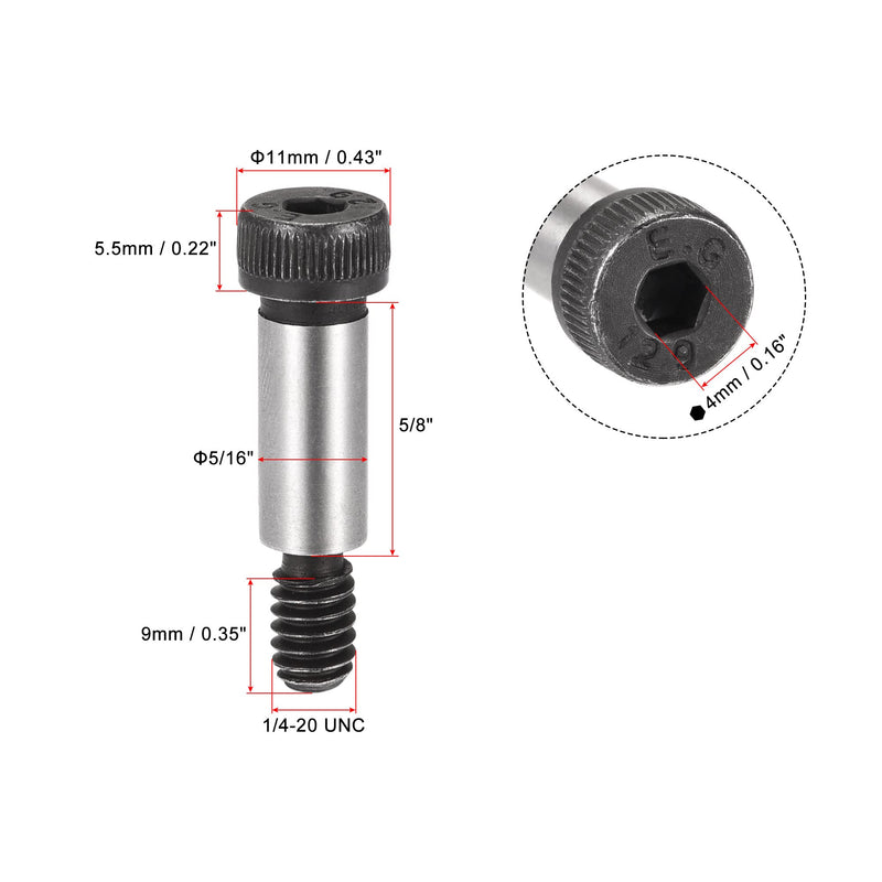[Australia - AusPower] - uxcell Alloy Steel Hexagon Socket Head Shoulder Screws Bolts, 5/8" Shoulder Length, 5/16" Shoulder Dia, 1/4-20 Thread, 6pcs 5/8" x 5/16" 