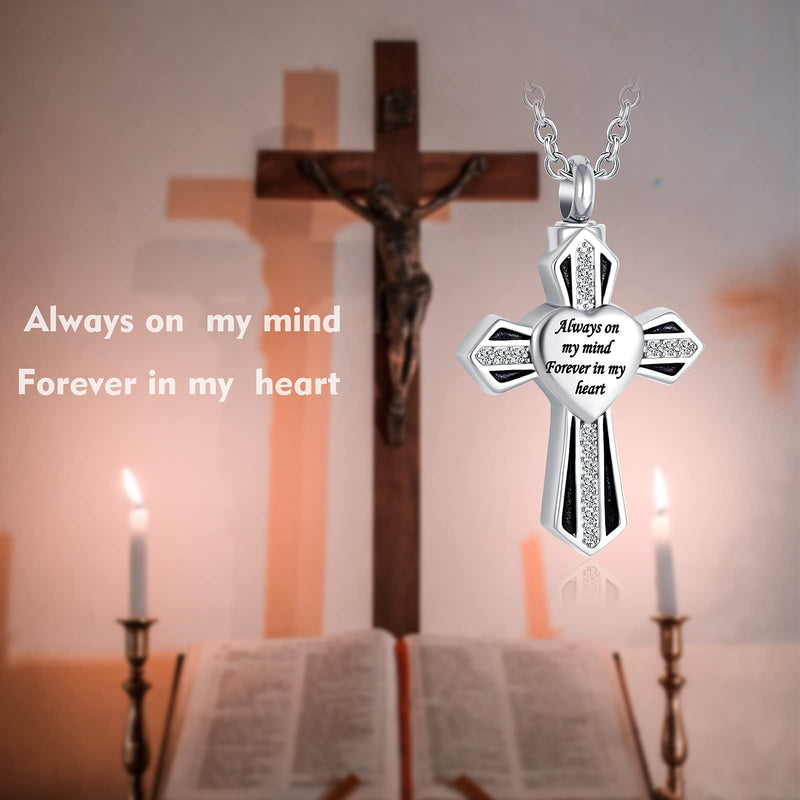 Religious Cross Urn Necklaces for Ashes Heart Tree of Life Cremation Ashes Holder Memorial Keepsake Pendant Locket Jewelry