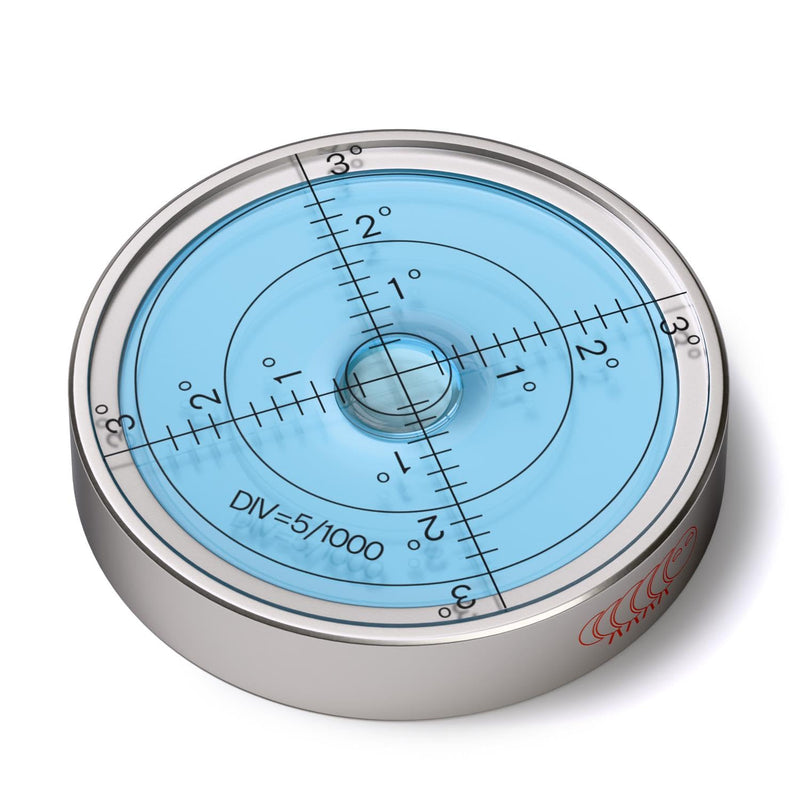 [Australia - AusPower] - Luminous Metal Large Spirit Bubble Level 60mm Diameter, (2 23/64 in), Degrees, Circular, Surface Level - Metal Housing, Bulls Eye Bullseye Blue/Silver 