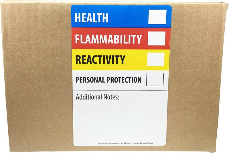 Hazardous Material Identification Labels HMIL, 4 x 6 Inch Rectangular Adhesive Stickers, 500 Total Hazard Labels on a Roll for Chemical Safety and Workplace Compliance – Made in the USA