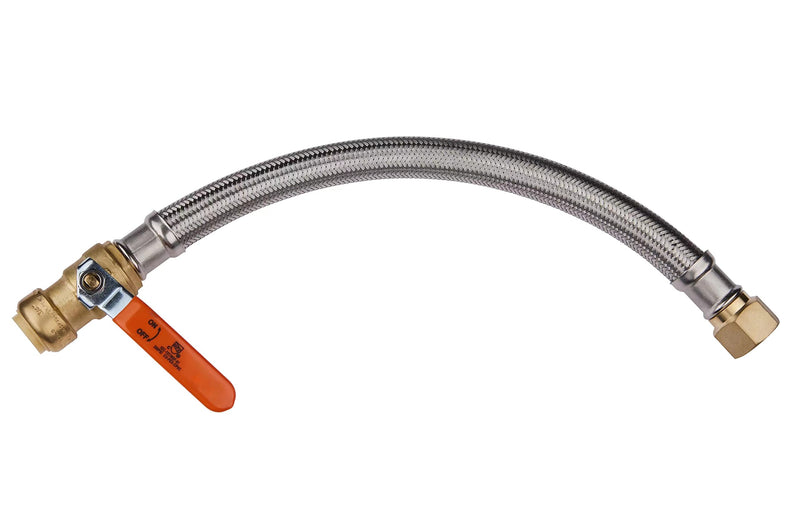 EFIELD 18-inch Push-fit Ball Valve Flexible Water Heater Connector, 3/4 inch x 3/4 inch FIP, Push-to-Connect, Copper, Pex, CPVC, Braided Stainless Steel -18 Inch,(HOSE015) 18 Inch 3/4''x3/4''