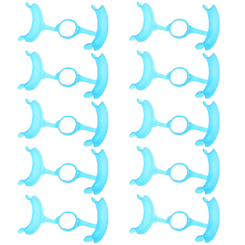 [Australia - AusPower] - Dental Cheek Retractor Mouth Opener M Shape Autoclavable with Mirror for Teeth Whitening Mouthpiece Dentist Tools(10Pcs Blue) 