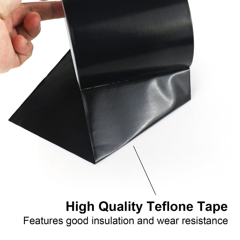 BOMEI PACK Black PTFE Teflonn Glass Cloth Tape, 4'' x 33ft High Temperature Tape Fiberglass Adhesive, Heat Resistant for Fabric,High-Speed Sealing Machine,Vacuum Sealer Machine,1 Pack 4inch x 33ft