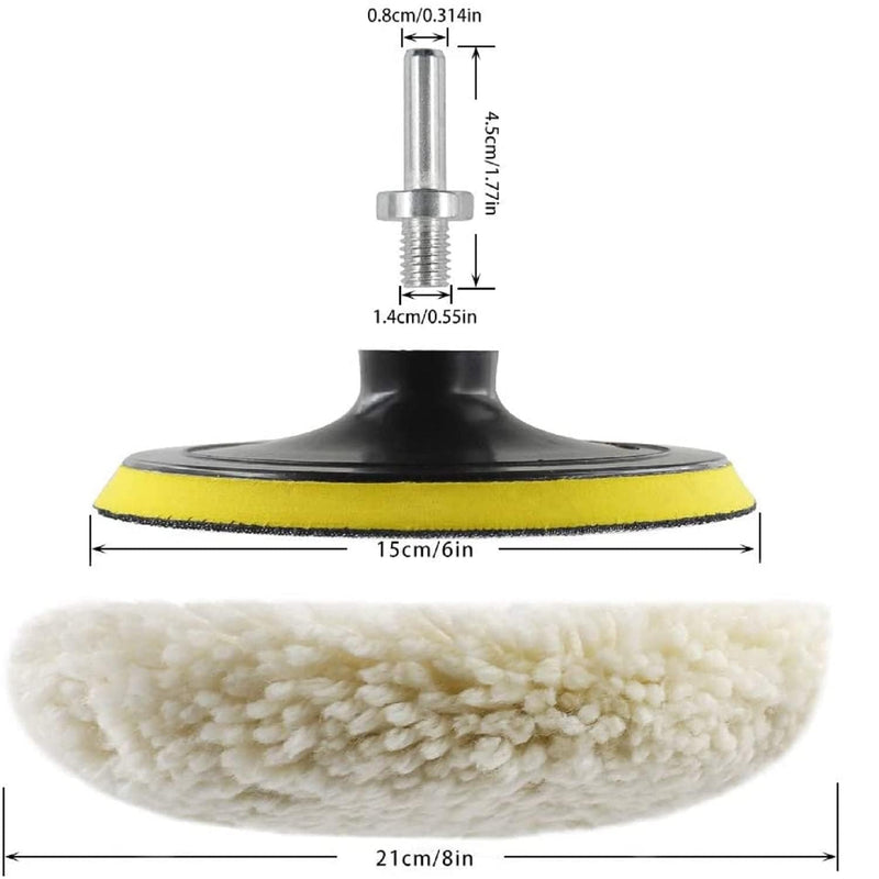 6 Inch Buffing Polishing Pads&Wool Buffing Pad ，with M14 Drill and 6 Inch Backing for Car Buffer Polisher, Washing Cleaning Waxing Dusting, 10PCS