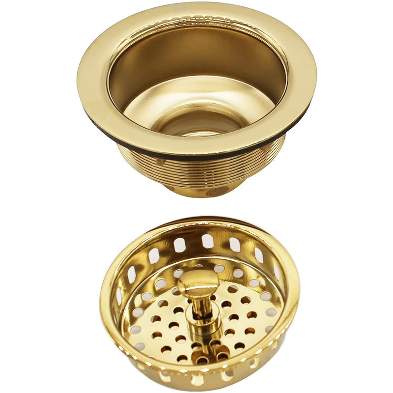 Westbrass D214-01 3-1/2" Post Style Large Kitchen Sink Basket Strainer, Polished Brass 1-Pack