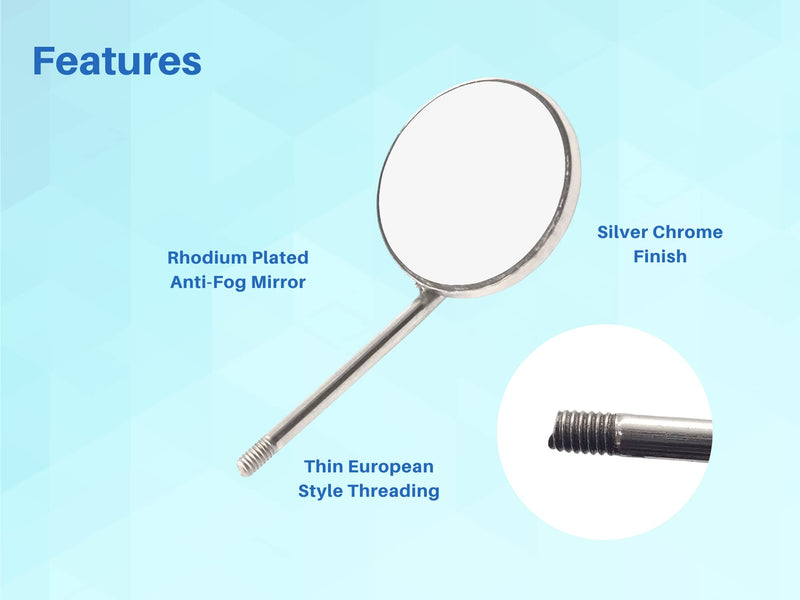 [Australia - AusPower] - DENTAL MIRRORS TOPS FRONT SURFACE REFLECTION ANTI FOG TO ORAL BREATH EUROPEAN STYLE THREADING RHODIUM SET OF 12 ARTMAN BRAND 