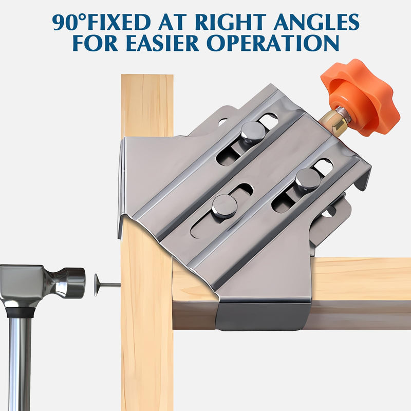 4pcs Stainless Steel Right Corner Clamp,90 Degree Right Angle Clamp for Woodworking,Right Angle Clip Fixer,Single Handle Clamps for Woodworking, Photo Framing (Open) 4 Pcs Open