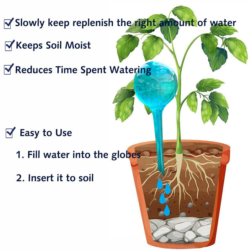 [Australia - AusPower] - 10pcs Plant Self Watering Globe Stakes, Plant Watering Stakes Automatic Plant Watering Bulb System Spikes, Flower Automatic Watering Device, Garden Self Waterer for Indoor Outdoor Plant Lake Blue-6l4s 