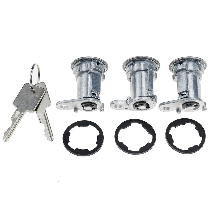DVPARTS Set Of 3 Door Cylinder Lock Kit Door Lock Cylinders With Keys 8122874K3 for Jeep CJ Wrangler Cherokee XJ 84-90