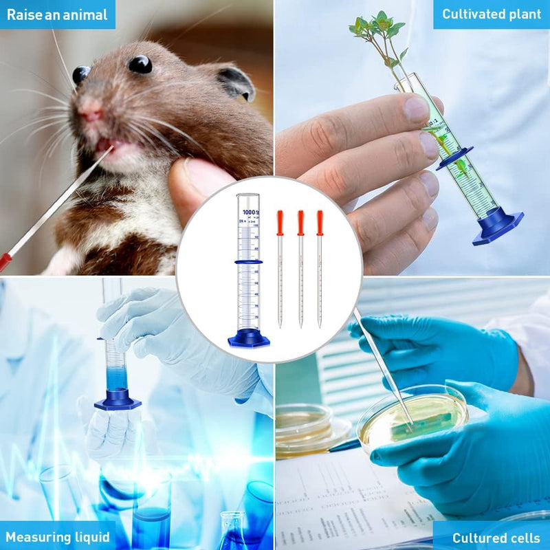 Thick Glass Graduated Cylinder Measuring Liquid Lab Cylinders with Anti-falling Plastic Base and Bumper Guard (glass, 1000ML)