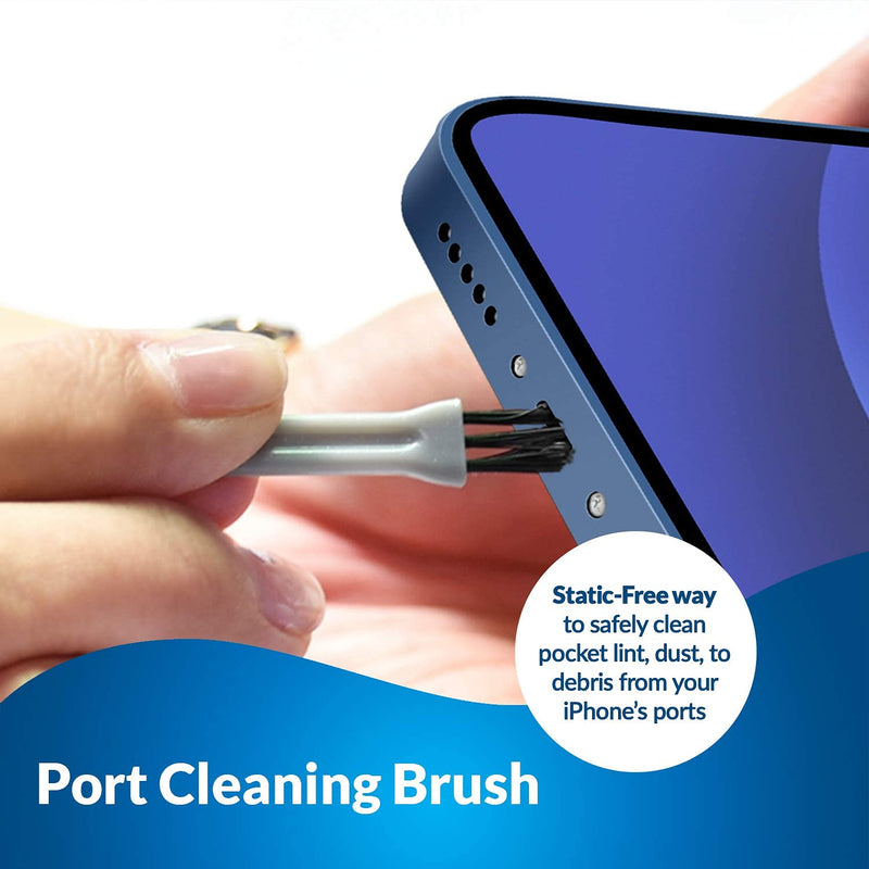 [Australia - AusPower] - Aluminum Dust Plugs (2-Pack) - Compatible with iPhone 14-7, Plus, Max, Pro, iPad, Lightning Port - Incl. Holders & Brush Black 