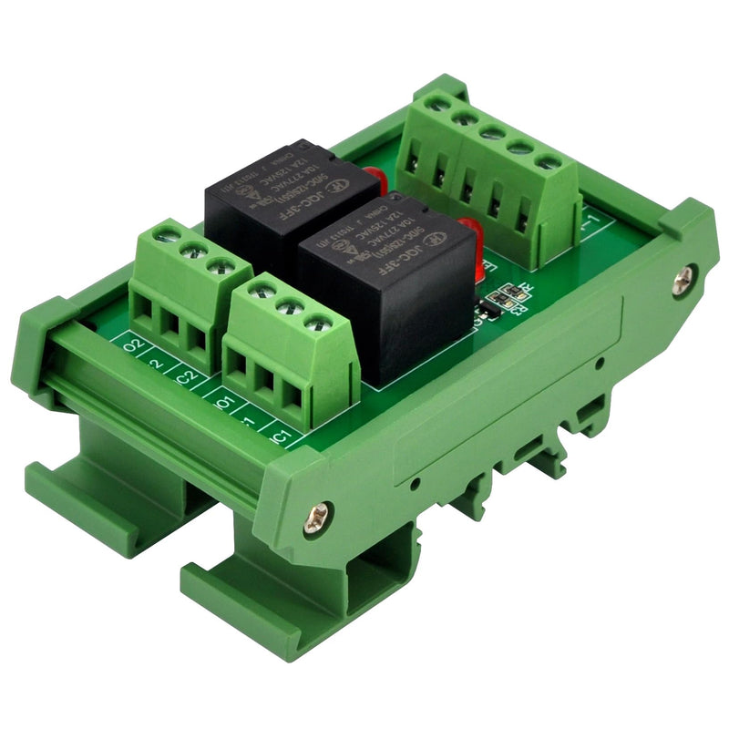 [Australia - AusPower] - Electronics-Salon DIN Rail Mount 2 SPDT 10Amp Power Relay Interface Module, DC 5V Version. 
