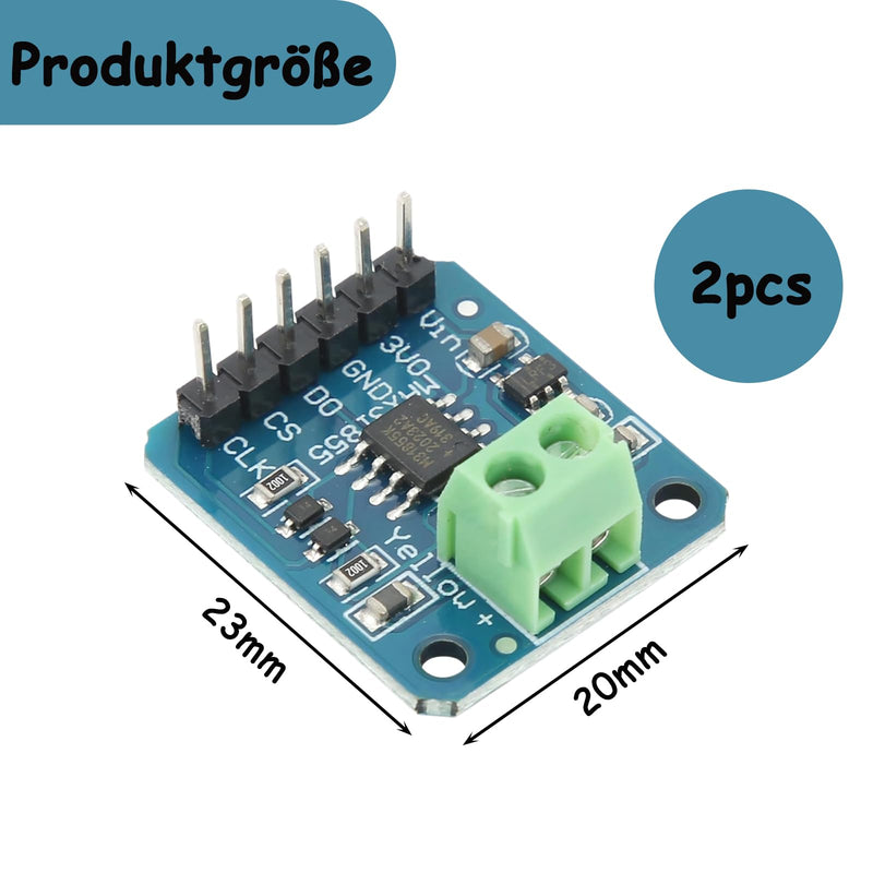 MAX31855 K Type Thermocouple Module, 14-Bit Resolution Pack of 2 | Temperature 200℃~1350℃, SPI port digital output, 0.25°C accuracy, for industrial temperature measurement
