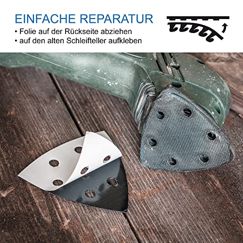 DFS Replacement for Delta Sander Sanding Plate 93 x 93 x 93 mm 6-Hole [Set of 3] Replacement Triangle Self-Adhesive for Sandpaper Triangle Sanders Set of 3