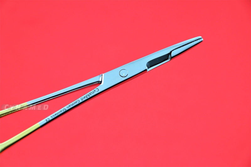 [Australia - AusPower] - Dental Instrument Olsen Hegar Needle Holder Premium German with Gold Rings Serrated 6.5" 16.5cm 1 Piece Cynamed 