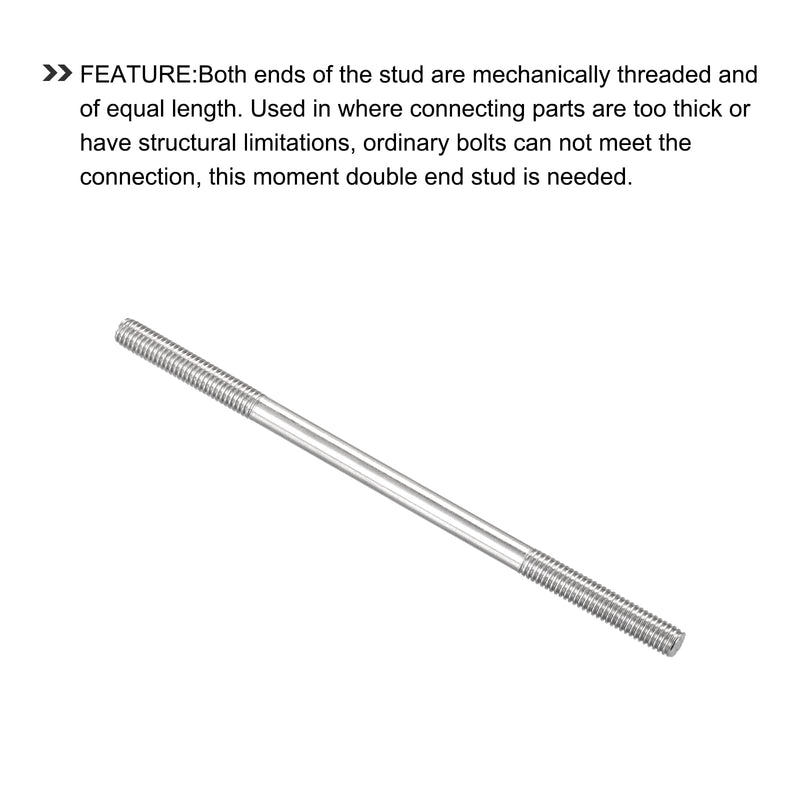 [Australia - AusPower] - Double Ended Stud Screws (M6 Thread 100mm Length) 5pcs, 304 Stainless Steel Dual Threaded Rod Bolts - for House Maintenance M6x100mm 