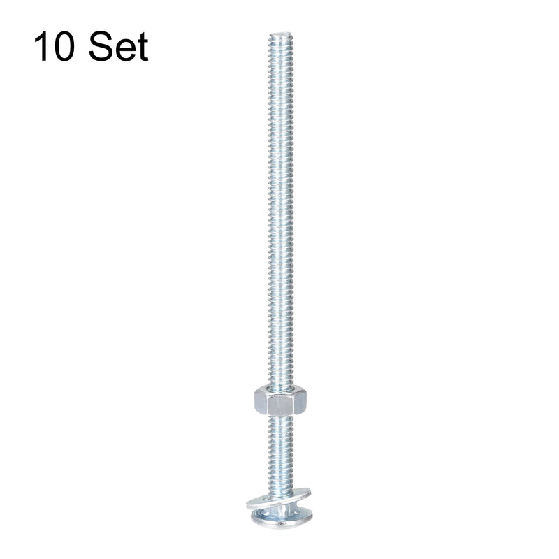 [Australia - AusPower] - uxcell 1/4-20 x 5" Square Neck Carriage Bolts with Nuts & Washers, Carbon Steel Coach Bolt Screws 10 Set 1/4-20 x 5" 