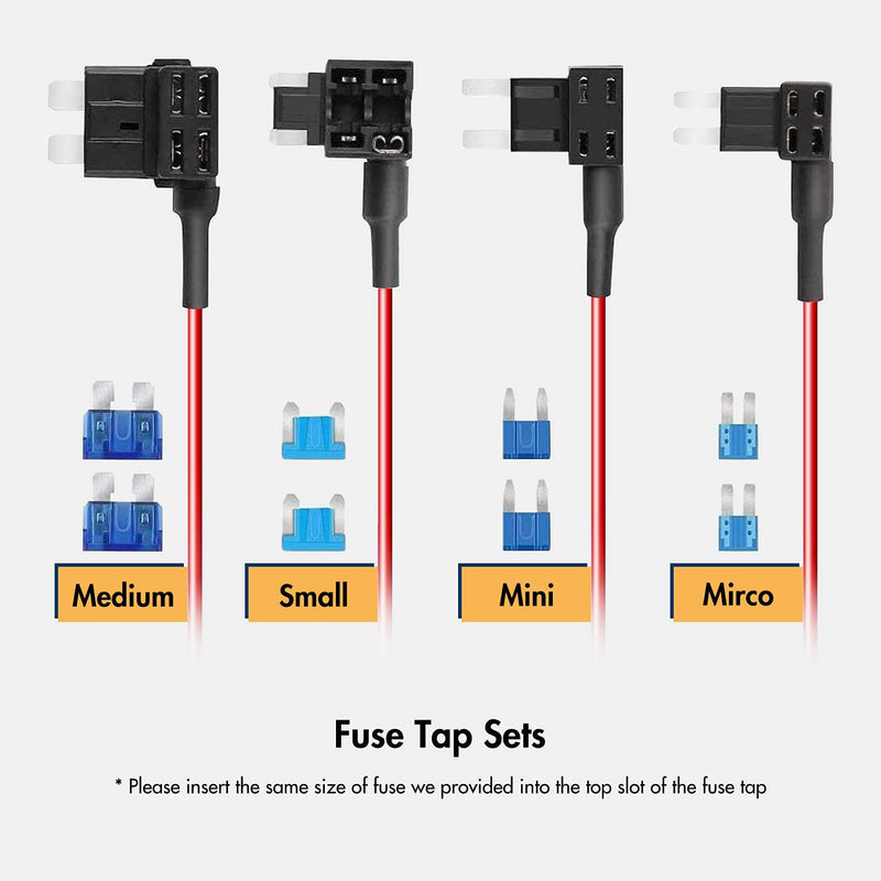 [Australia - AusPower] - REDTIGER F7N Dash Cam Hardwire Kit USB C Port, Dashboard Camera Car Charger Cable Kit 12V- 24V to 5V w/Fuse Kit, Low Voltage Protection for Dash Cam Double-4 Fuses 