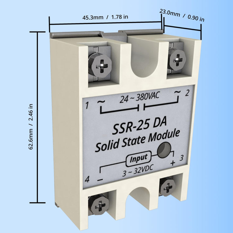 [Australia - AusPower] - Solid State Relay 25DA SSR-25DA Input 3-32V DC to Output 24-380V AC 25A Single Phase 1 