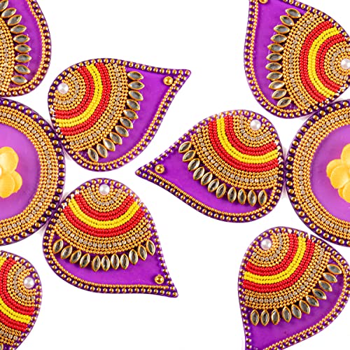 Floor Rangoli Acrylic Handcrafted Indian Traditional Home Décor for Festival Wedding Party Wall Interior Decoration and Gifting (Purple) Purple