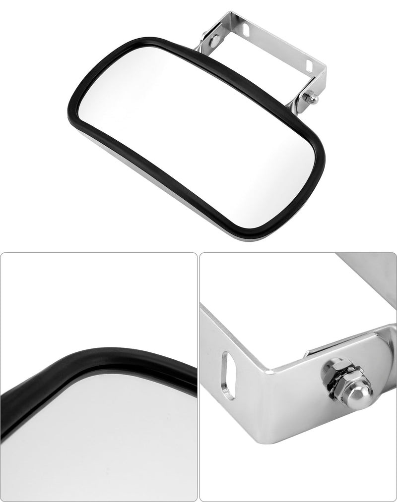 [Australia - AusPower] - QWORK Stainless Steel Convex Mirror, Over Door Rectangular U-Bracket Rearview Mirror for Tractors, Forklifts, Trucks 1 Pack 