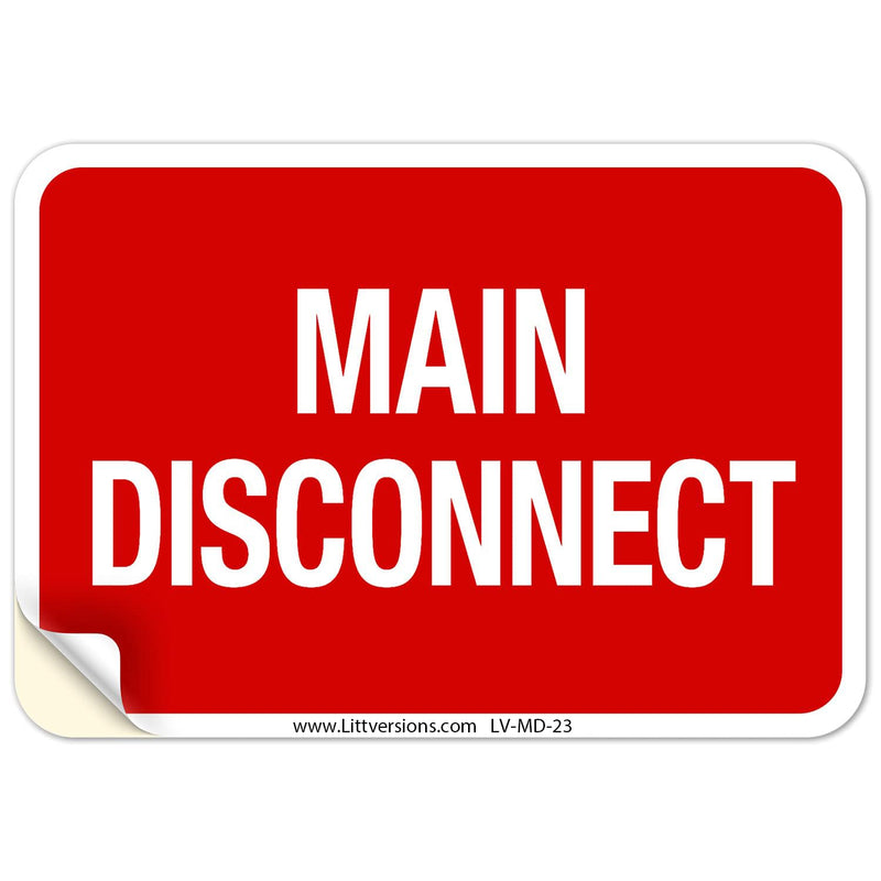 12 Pack 3" x 2" Main Disconnect Sticker Outdoor Laminated Electrical Label Notice Emergency Sign Symbol Decal Marker Vinyl 3x2 2x3 inches Vinyl Waterproof 3" x 2" MD