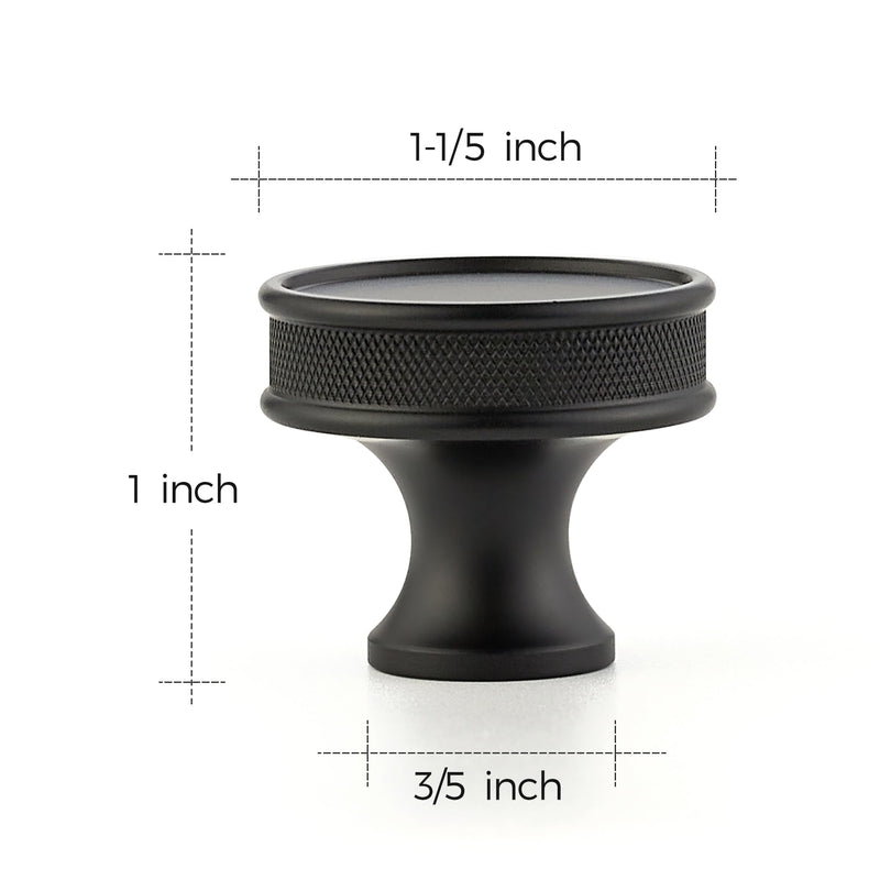 Ravinte 30 Pack 1-1/5"(30mm) Matte Black Cabinet Knobs Knurled Dresser Drawer knobs Kitchen Cupboard Handles for Cabinet Hardware