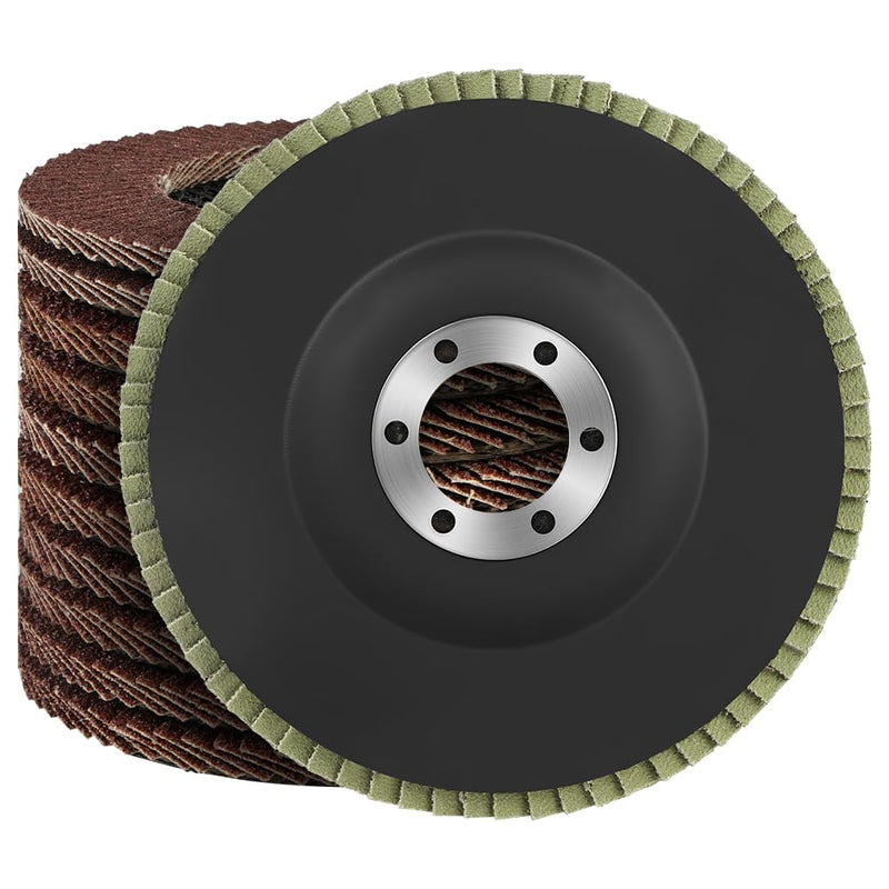 Flintronic Flap Discs, Diameter 115 mm x 22 mm, Grain 40/60/80/120 Mixing Set, Flap Discs, Flap Discs for Metal, Wood, Angle Grinder, Polishing Machine, Red, Pack of 10 #A8 115 mm 10 pieces grain 40/60/80/120