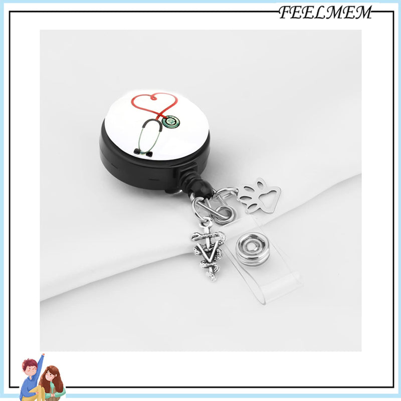 [Australia - AusPower] - FEELMEM Veterinarian Gift Medical Stethoscope Retractable Badge Holder Reel Clip Veterinary Student Gift 
