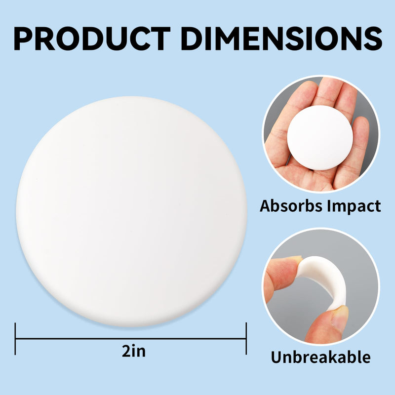 [Australia - AusPower] - JULBEAR Door Stopper Wall Protector, 12PCS Door Knob Stoppers Wall Protector with Strong Back Adhesive,Quiet, Shock, Absorbent Silicone, Door Handle Bumpers and Protect Wall Surfaces (Round 2 inch) 12 
