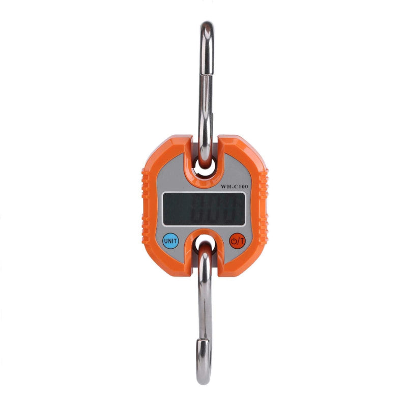 Mini Digital Crane Scale, Small Hand -Held S-Shaped Barb Crane Scale, 150Kg/50Kg Double with LCD Display Electronic Portable Crane Scale, for Farm Hunting Fishing(Orange) Orange