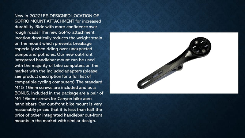 [Australia - AusPower] - Integrated Aero Handlebar Out Front Cycling Computer Road Bike Mount Compatible with Garmin, Wahoo, CatEye, and Bryton with GoPro Action Camera and Bike Light Attachment 