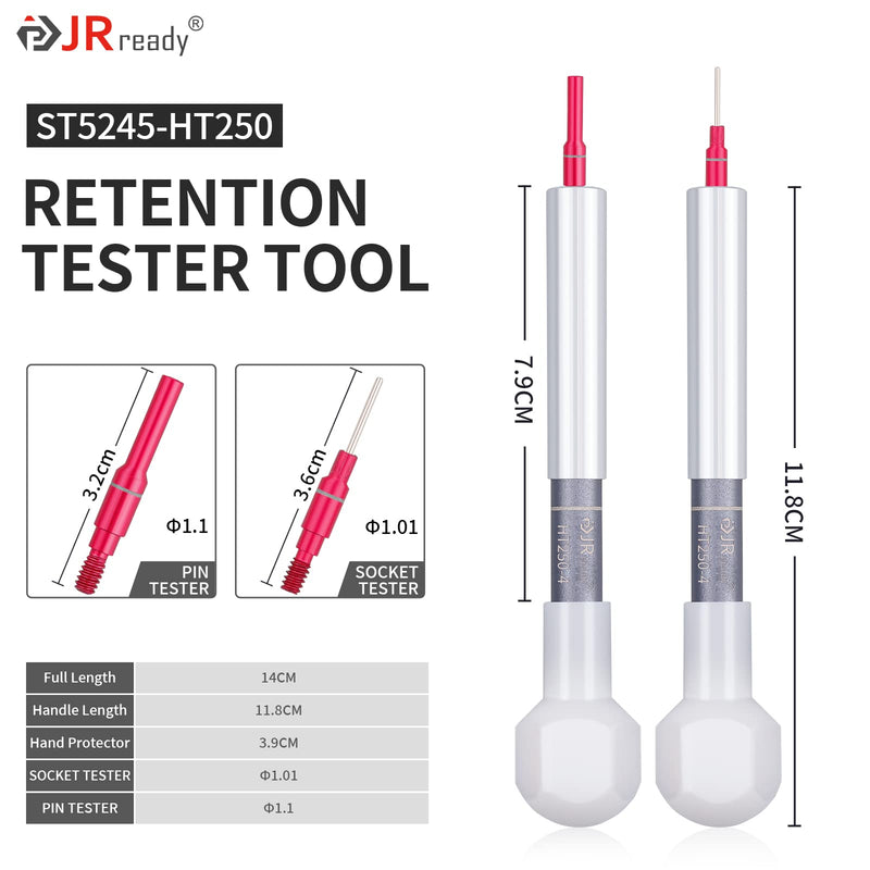 [Australia - AusPower] - JRready ST5245-HT250 Electrical Tension Test Tools，20# Socket and Pin Tester Tips Work with The HT250-4 Adjustable Retention Dynamometer Tool Set in Electrical System Tools(RED) 1PCS Retention Tester+1Pair Tester Tip 