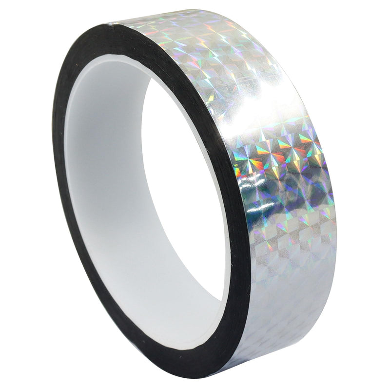 Jiozermi 1 Inch Self-Adhesive Holographic Reflective Tape, Glitter Duct Tape Prism Tape for Keep Birds Away, DIY Art, Daily Use, Craft Project, Home Decoration, Holiday Packing(Silver,55Yard) 1 Inch x 55 Yard