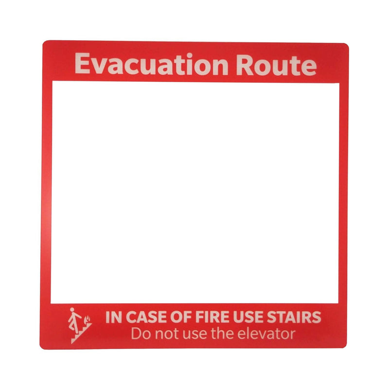 Evacuation Route Map Holder – Fire Evacuation Map Display, Clear Plastic, Reverse Printed Red Frame, 8.5" x 11" Sign Pocket, Adhesive Tabs Included, Wall or Door Mount, 11.5" x 11.5"