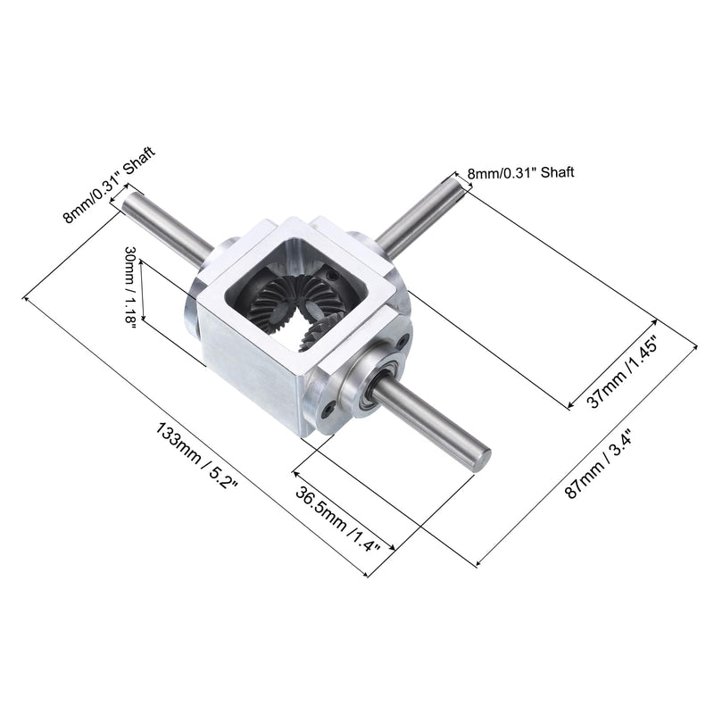 [Australia - AusPower] - uxcell Gear Box 90 Degree Right Angle Bevel Gearbox 1:1 Reversing Double Output Shaft 1 Module 20 Teeth Bevel Gear Aluminum Frame Simple Mechanical DIY Module with 8mm Shaft 
