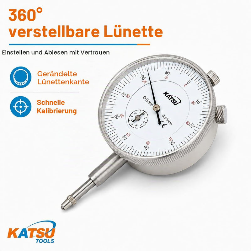 Katsu Dial Gauge Gauge 0-10mm 0.01mm Accuracy Metric Gauge Gauge High Precision Instrument Tool 401120