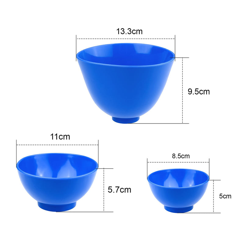 [Australia - AusPower] - 4Pcs One Set Silicone Flexible Rubber Plaster Impression Mixed Alginate Bowl Dental Lab Mixing Bowls Blue 