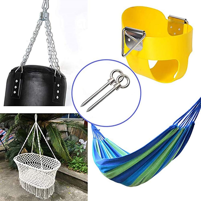 [Australia - AusPower] - M-ToP 5 Pack 304 Stainless Steel Eye Screws Durable Eye Hooks Screw in Heavy Duty Perfect for Hammock Stand,Yoga,Swing Chair (Load Capacity 650lbs) 