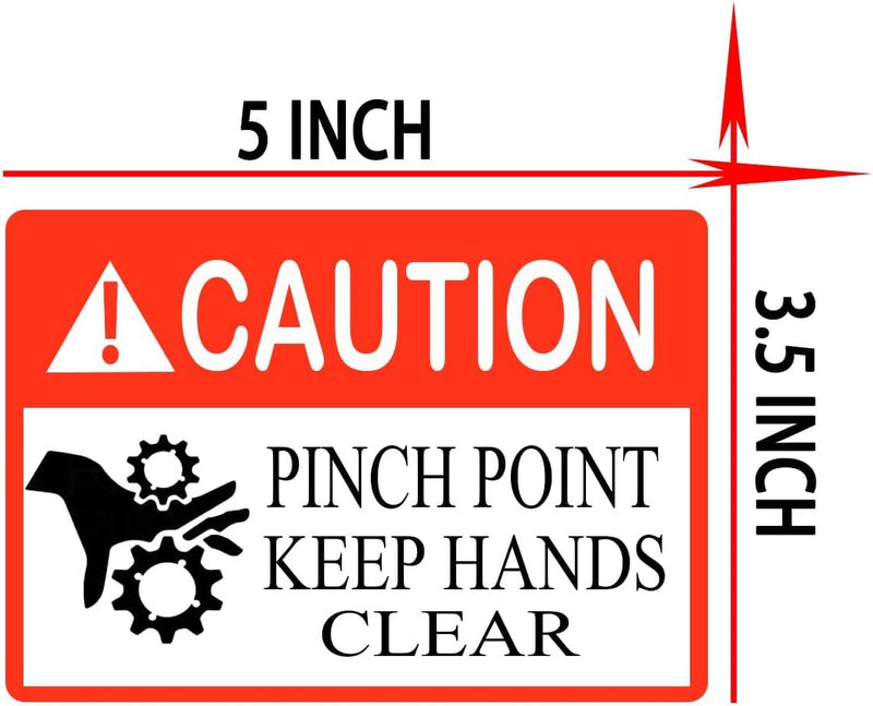 Caution Pinch Point Safety Labels Stickers, 3.5 ×5 Inch Adhesive Keep Hands Clear Labels Caution Danger Stickers for Machinery(10 Pcs)