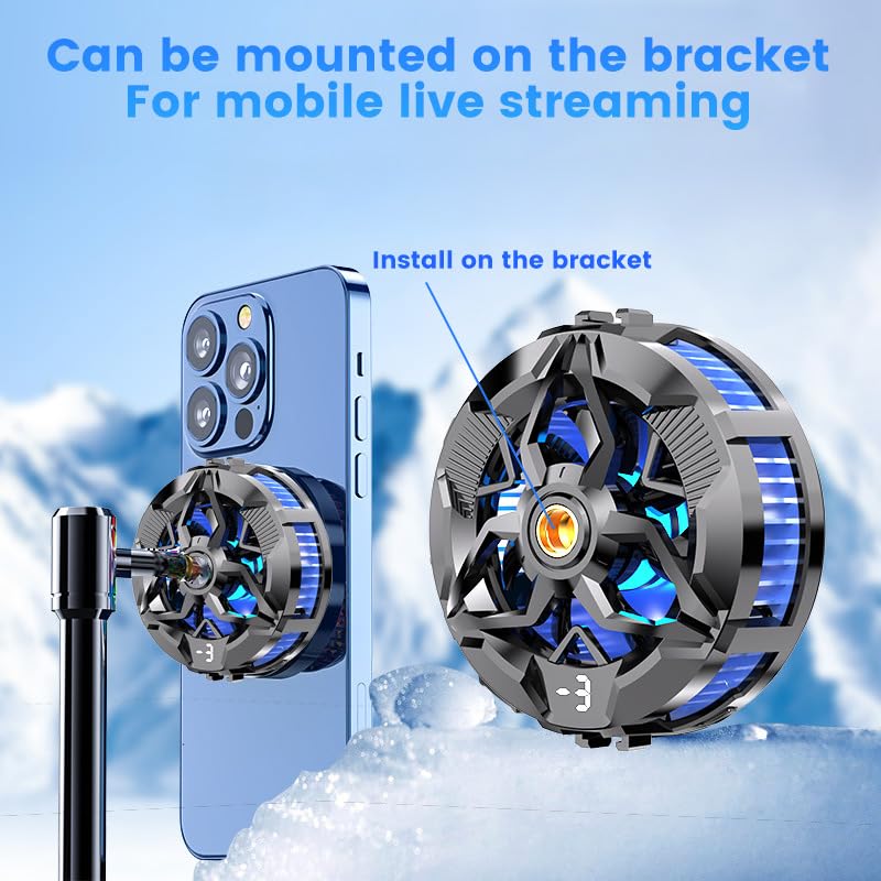 [Australia - AusPower] - Portable Magnetic Phone Cooler, Semiconductor Cooling Fan with RGB Lights, Removable Grip, Ideal for Gaming Phones, PS5, Mobile Gaming, Tiktok Live Streaming & Outdoor Vlogging X103 