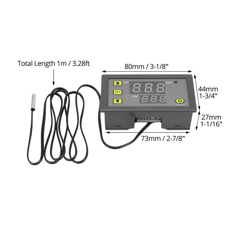 [Australia - AusPower] - QWORK® 2pcs W3230 12V 20A Digital Thermostat Temperature Controller -50°C to 110°C Range with 0.1°C Accuracy and 1m Sensor Cable 